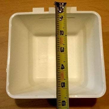 Cage Cups Square 1.2 Quart / 38 fl oz Water Dish for Poultry, Dogs, Cats, Hanging Feed & Water Cage Cups (1, White)