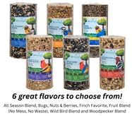 JCs Wildlife Premium Bird Seed Small Cylinder with Hole (Bugs, Nuts, & Berries)