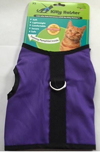 Kitty Holster Cat Harness – Secure Cat Harness for Walking, Soft Cotton Cat Accessories, Comfortable Fit, Strong Hook-and-Loop Closure, Made in USA – Purple, XS