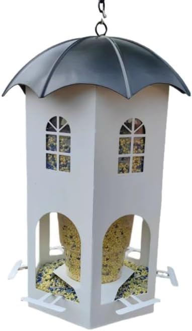 Metal Bird Feeder for Outdoor Hanging, Wild Bird Feeders with Circular Perch, Squirrel Proof Bird Feeder,Easy to Clean & Refill, Large Seed Capacity Birds Feeder for Small Birds