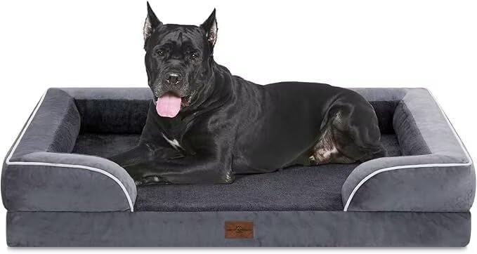 Comfort Expression Waterproof Orthopedic Foam Dog Beds, XXL Orthopedic Dog Beds for Extra Large Dogs, Washable Pet Sofa Bed with Removable Cover & Non-Slip Bottom(XX-Large,Dark Grey)