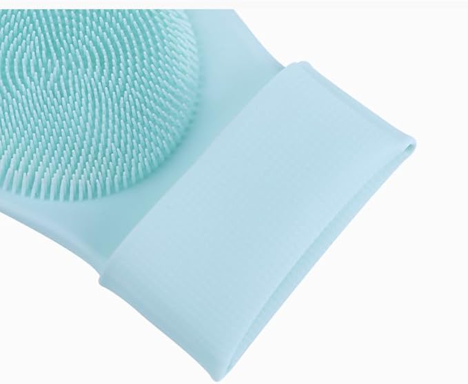 Pet Grooming Gloves,Heat-Resistant Silicone Gloves with High-Density Teeth for Enhanced Massaging and Bathing of Dogs and Cats (Green, 2 Pair)