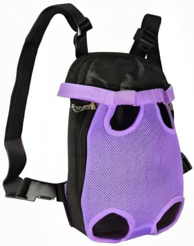 FEimaX Dog Carrier Backpack Pet Legs Out Front Cat Travel Bag, Adjustable Puppy Backpacks Carriers Hands-Free for Small Medium Dogs Cats Hiking Traveling Camping Daily Walking (Medium, Purple)