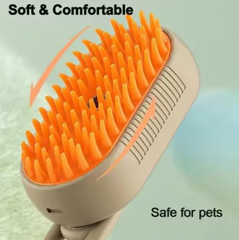3-in-1 Cat Grooming Brush โ Water Spray & Self-Cleaning Shedding Brush for Cats & Dogs โ Pet Hair Removal & Massage Comb for Long & Short Hair (White). (White)