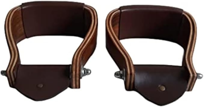 Wooden Wide Western Leather Covered Stirrups, Wooden Bell Saddle Stirrups