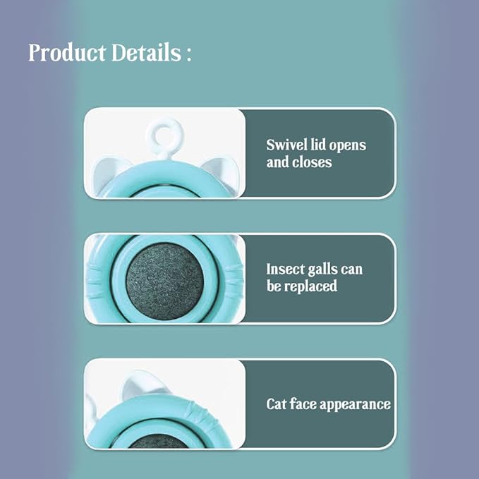 SLLOS Catnip Toys Balls 3 Pcs,Happy Planet 360°Rotating,Cat Energy Ball, Edible Kitten Silvervine Toys for Cats Lick, Healthy Kitty Teeth Cleaning Dental Chew Toys, Cat Wall Treats(Blue)