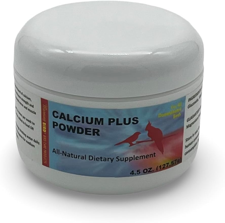 Morning Bird Calcium Plus Powder for Birds 4.5 oz – Calcium Supplement with Vitamin & Protein Powder – Supports Bone Health, Muscle Function & Digestive Balance – Easy-to-Mix Calcium Formula
