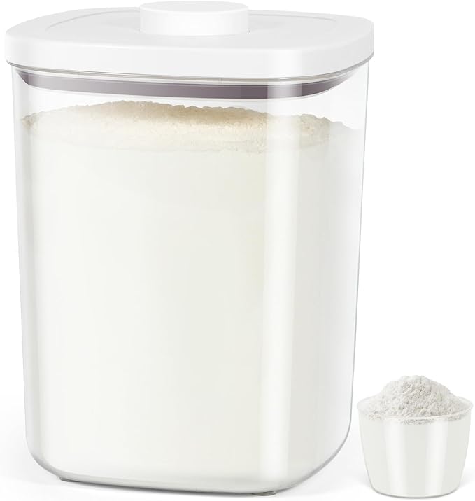 Airtight Rice Container 20 Lbs, Clear PET Plastic Food Storage Container Bin For Flour Sugar, Dry Food Holder with Easy Locking Lid for Kitchen Pantry Organization and Storage