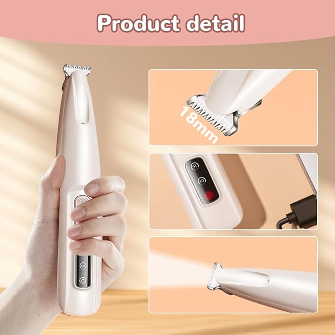 Pet MicroPrecision Trimmer, Upgraded Dog Claw Trimmer with LED Light, 35dB Low Noise, Fully Waterproof, Rechargeable Clipper for Dogs Cats Trimming Paws, Eyes, Ears, Face, and Rump (1PCS)