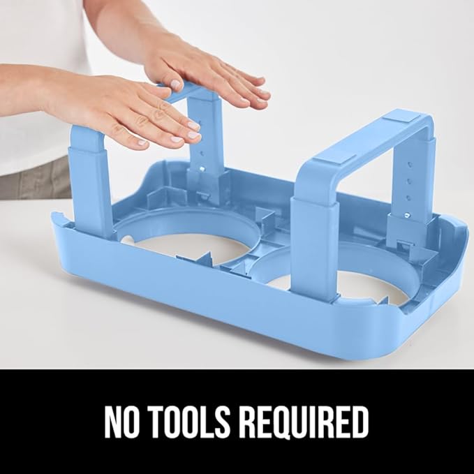 GORILLA GRIP Elevated Dog Bowls Stand, 6 Cup Stainless Steel Food Bowl Set of 2, 5 Height Adjustable Raised Feeding Station for Small Breed Puppy Dogs and Cats, Medium, Large Sized Pets Feeder, Blue