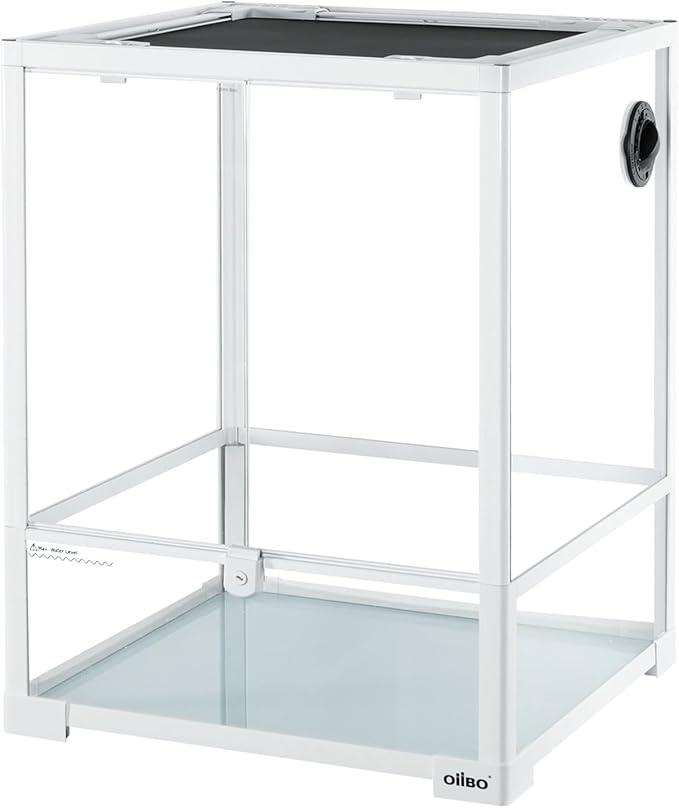 OIIBO 30 Gallon Reptile Tank 18" x 18" x 24" Reptile Terrarium, Full View Glass Terrarium Tank with Double Hinge Door for Reptiles Amphibians, Bearded Dragon Gecko Lizard Snake