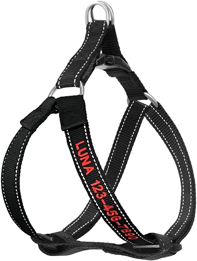 Personalized Dog Harness - Custom No Pull Pet Harness with Name and Phone Number - Adjustable Dog Vest with Reflective Strips
