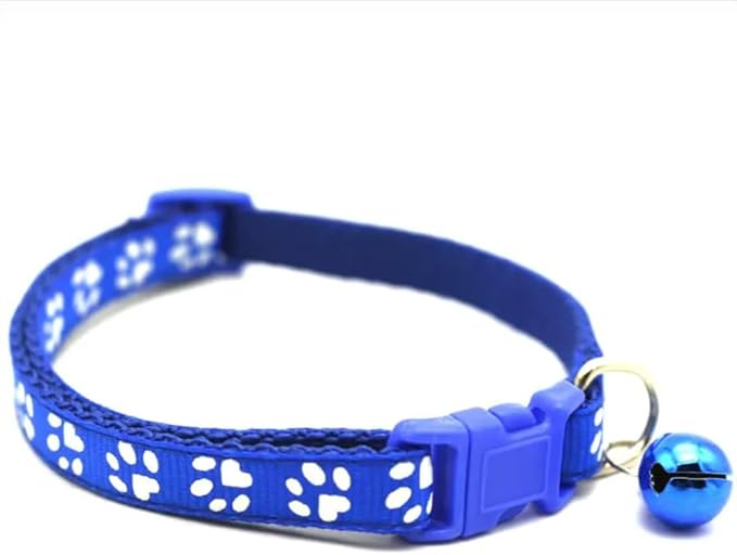 Adjustable Cat Collar Breakaway Clasp and Perfect Kitten Collar with Bell and Available Cat Collars for Girl and Boy Designs Lightweight and Safe Puppy Collar with Cute Paw Prints (Dark Blue)