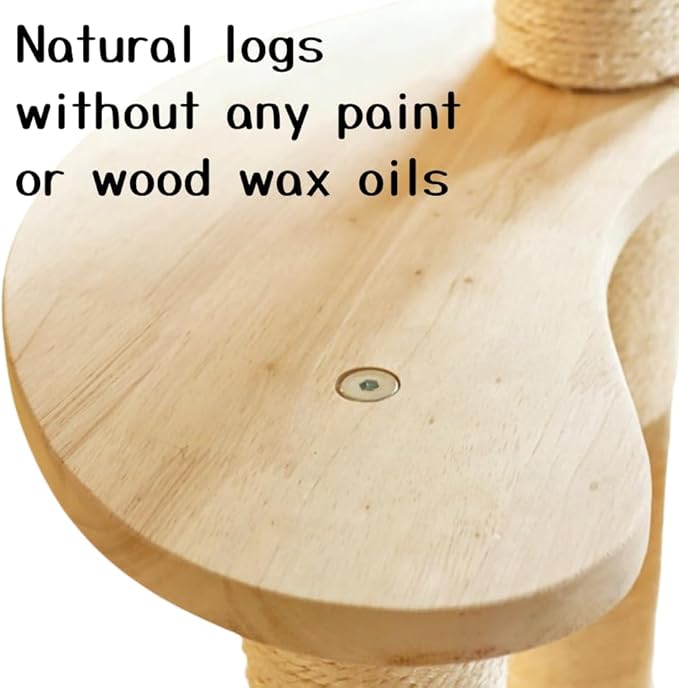 Modern Wood Rattan Cat Tree for Large Cats, Luxury Multi-Level Oak Solid Wood Cat Trees Towers,w/3 Weaving Cat Nests & Washable Cushions, Sisal Scratching Posts, for Indoor Large Cats-No paint/wax oil