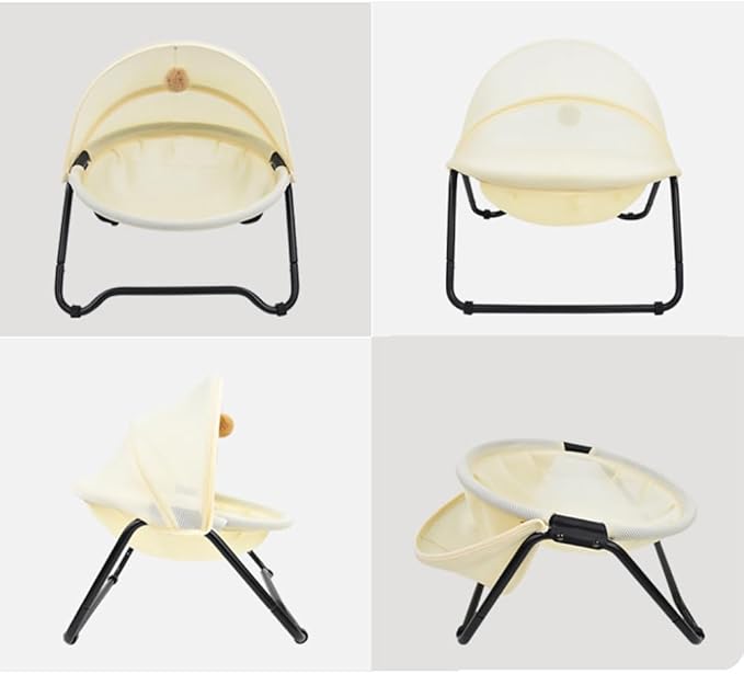 Cat Bed, Pet Hammock Bed for Cats and Dogs, Comfortable and Breathable Elevated Cat & Dog Nest, Easy to Assemble, Cover Removable and Washable, Suitable for Indoor and Outdoor Use (Cream)