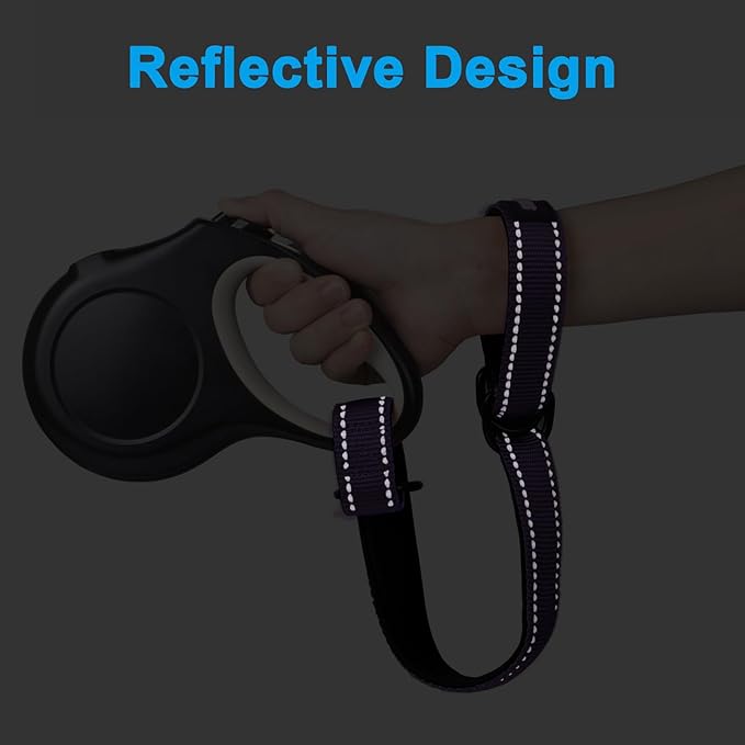 PetBonus Short Dog Leash, Safety Wrist Strap for Retractable Dog Leash, Reflective Design and Adjustable Soft Padded Handle, Extra Layer Security for Pet Stroller (Purple)