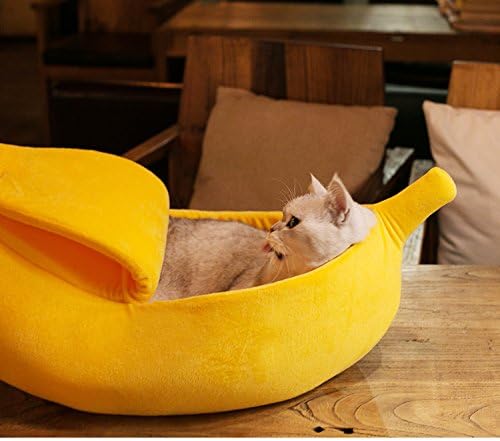 · Petgrow · Cute Banana Cat Bed House Extra Large Size, Christmas Soft Cat Cuddle Bed, Lovely Pet Supplies for Cats Kittens Rabbit Small Dogs, Yellow