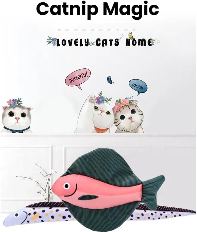 Catnip Toys 5 Pcs Set Crinkle Sound Catnip Fish, Soft and Durable, Stuffed with Natural Catnip Interactive Kitten Toy for Indoor Cat Exercise for Cats(Multi Colors)