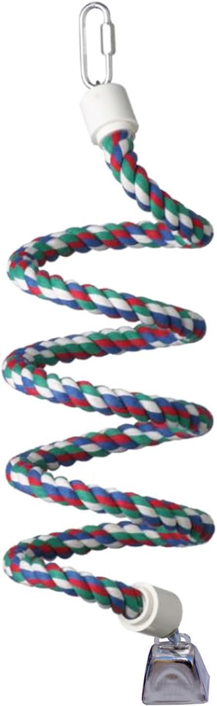 Super Bird Creations SB323 Small Bungee Bird Toy - Rope Perch for Canary, Parakeets, Cockatiels, Finch, Lovebirds - Colorful Hanging Perch - Enriching Bungee Toy for Small Birds & in Bird Cages