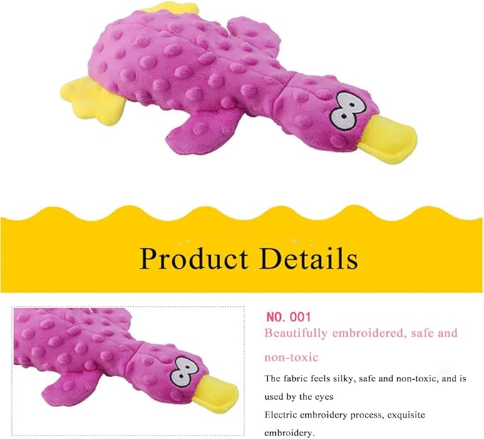 OUANGANC Calming Duck Dog Toy for Aggressive Chewers, Make a Crinkly Crunchy Noise, with Squeaker, 2025 Upgraded Indestructible Puppy Teething Toys, for Small to Medium Dog Breeds (Purple 10.6in)