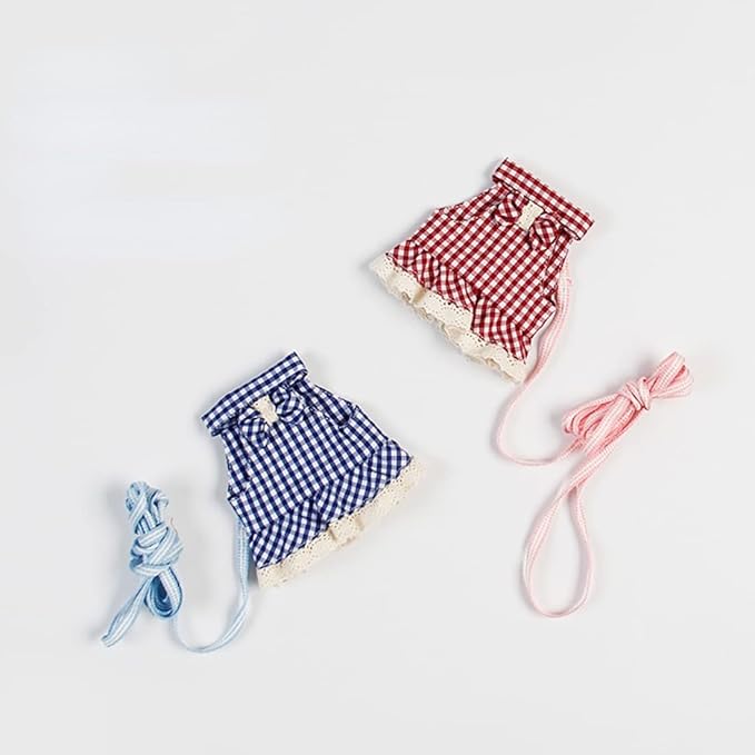 Guinea Pig Harness and Leash Plaid Hamster Harness, Adjustable Ferret Harness and Leash Set No Pulling Walking Vest for Ferret Chinchilla and Similar Small Animals (Small,Blue)