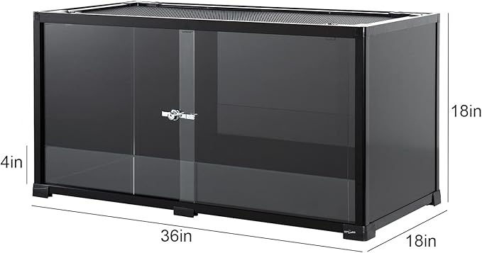 REPTI ZOO 50 Gallon Reptile Tank, 36" X 18" X 18" Reptile Terrarium, Black-Tinted ECO Glass Enclosure with Sliding Door & Mesh Top, Secure & Low-Stress Habitat for Bearded Dragon, Gecko, Snake, Lizard
