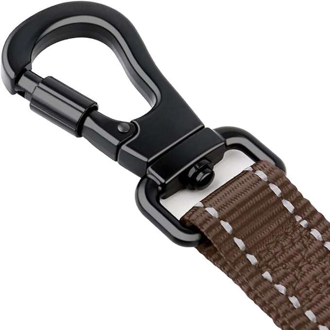 PLUTUS PET Short Training Dog Leash with Padded Handle for Medium Large Dogs,18 Inch Heavy Duty Strong Traffic Leash with Carabiner Clip for Climbing Walking or Guiding Blind(18”,Chocolate)