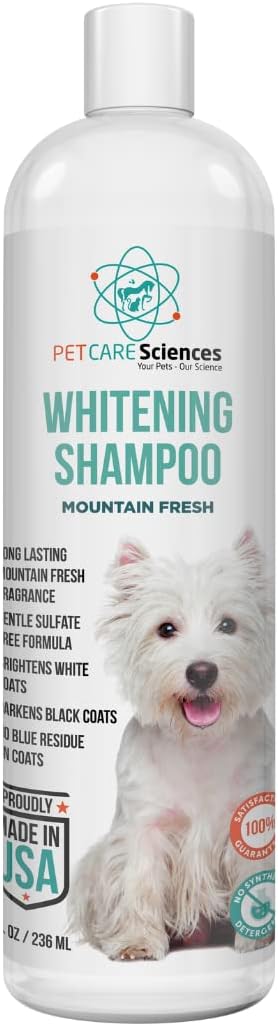 16 fl oz Dog Whitening Shampoo - Dog Shampoo for White Dogs - Brightens White and Darkens Dark Coats - Tearless and Natural - Hair and Fur Whitener for Dogs - Made in The USA