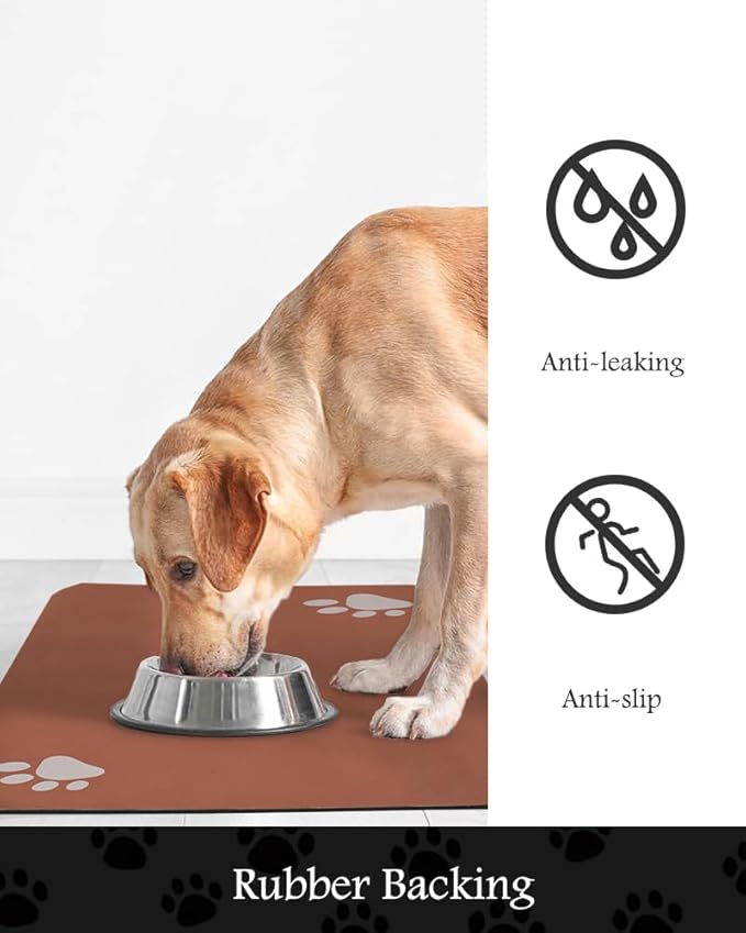Pet Feeding Mat-Absorbent Dog Mat for Food and Water Bowl-No Stains Quick Dry Dog Water Dispenser Mat(Orange,12"x19"