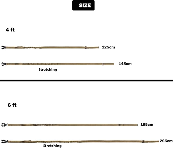 ICEFANG Tactical Dog Leash,K9 Training Walking Bungee Lead with 2 Control Handle,Heavy Duty Quick Release Metal Clasp,Hands Free D-Ring for Medium Large Dogs (6ft,Reflective Black)