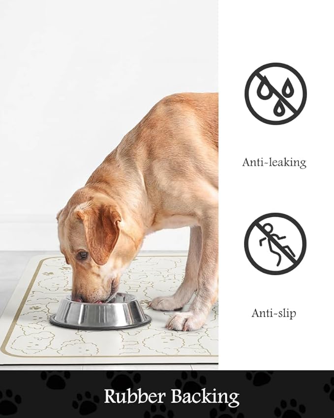 Pet Feeding Mat-Absorbent Dog Mat for Food and Water Bowl-No Stains Quick Dry Water Dispenser Mat-Dog Accessories Pet Supplies-Bowl for Messy Drinkers(FRAMEDOGS,16"x24"