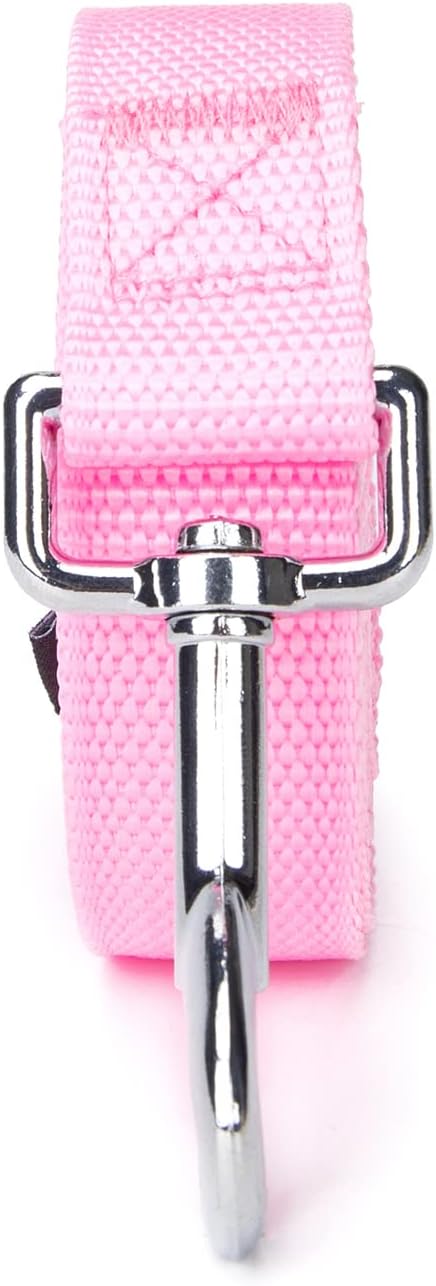 Strong Durable Nylon Dog Training Leash, 1 Inch Wide Traction Rope, 6 ft Long, for Small and Medium Dog (Pink, 6 Feet)
