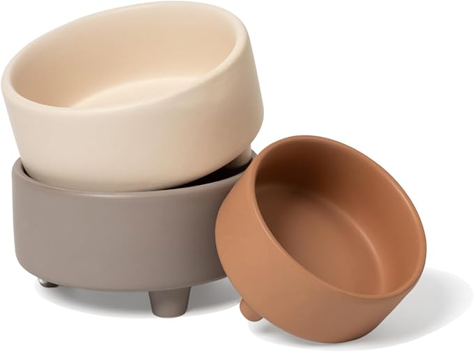 Waggo Uplift Ceramic Dog Bowl for Small Medium and Large Breeds - Heavyweight and Durable Pet Food and Water Dish Crock, Dishwasher Safe, Modern, Elevated Feeder (Vintage Grey, Large)