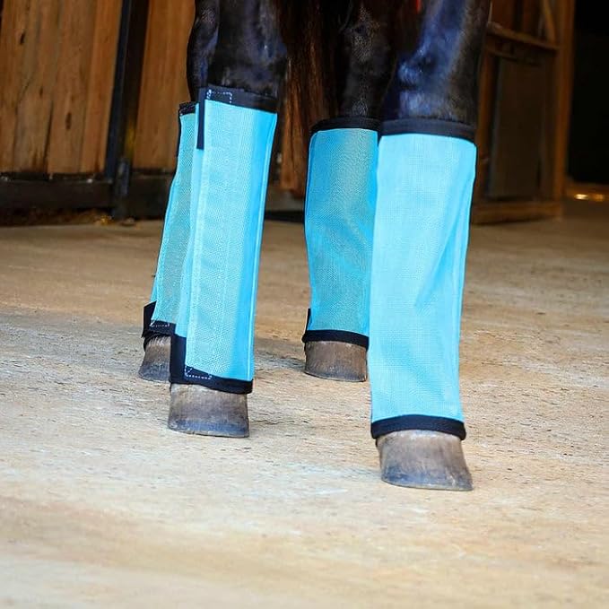 Jeffers Romper Stomper Fly Boots for Horses - Grey, Large – Breathable Mesh Leg Wraps for Insect Protection, Stable Accessories for Summer Turnout, Ride Gear, Horse Hoof & Leg Care - 4 Pack
