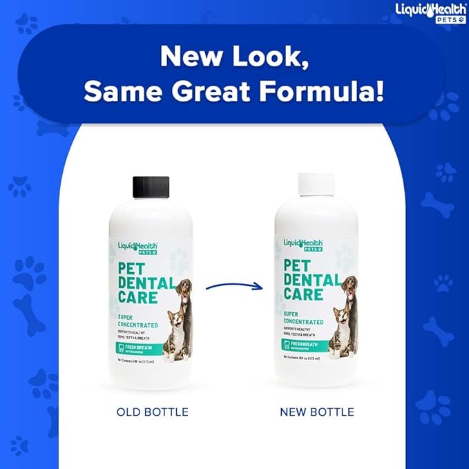 LIQUIDHEALTH Pet Dental Care Water Additive for Dogs & Cats - Fast Acting Pet Bad Breath Freshener, Dog Mouth Wash, Animal Oral Dental Rinse, Plaque & Tartar Teeth Cleaning Solution (2-Pack)