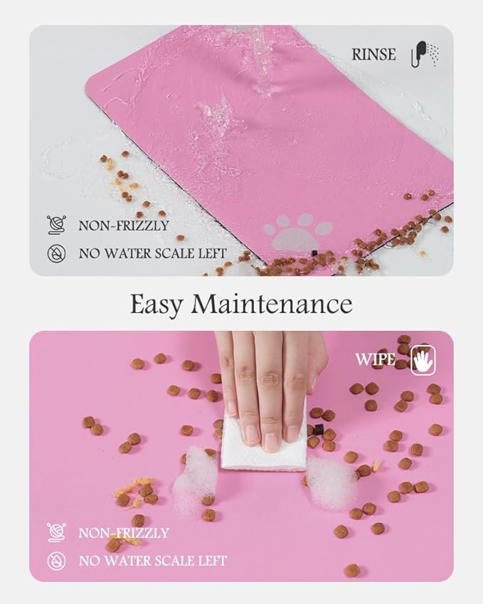 Pet Feeding Mat-Absorbent Dog Mat for Food and Water Bowl-No Stains Quick Dry Water Dispenser Mat-Dog Accessories Pet Supplies-Bowl for Messy Drinkers(BRIGHTPINK,23"x34"