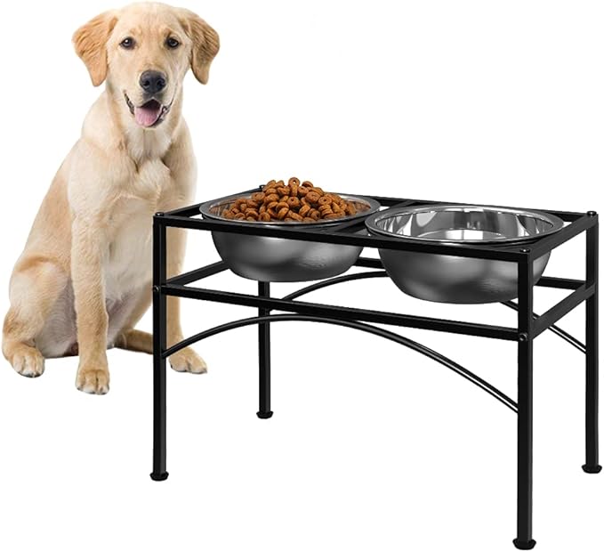 Elevated Dog Bowls for Large Dogs, 14" Raised Dog Bowl Stand for Large Sized Dog, Large Dog Feeder with Food and Water Bowls