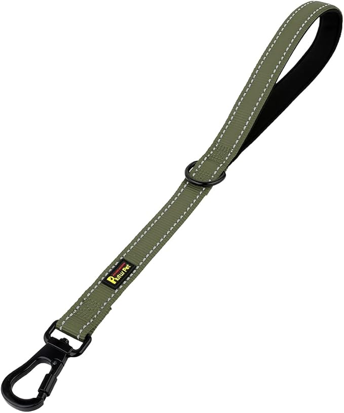 PLUTUS PET Short Training Dog Leash with Padded Handle for Medium Large Dogs,18 Inch Heavy Duty Strong Traffic Leash with Carabiner Clip for Climbing Walking or Guiding Blind(18”,Ranger Green)