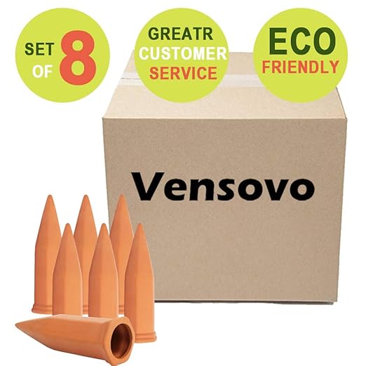 8pcs Terracotta Watering Spikes - Automatic Self Watering Stakes, Plant Watering Devices for Wine Bottles Recycled Bottles, Clay Plant Garden Waterers for Vacations