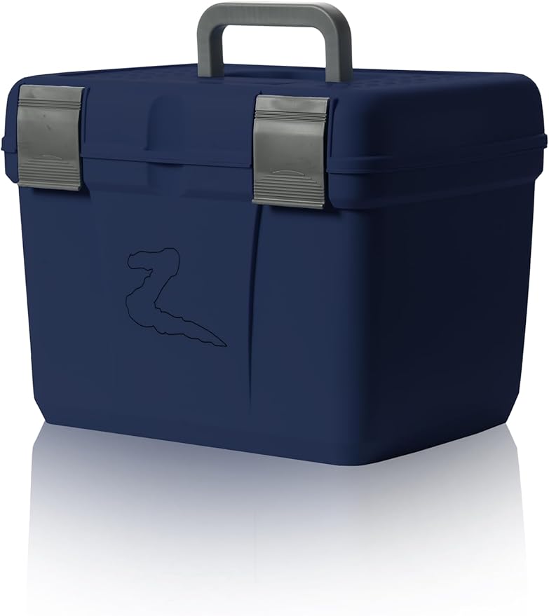 HORZE Smart Grooming Box for Horses, Dogs, Cats with Removable Tray | Non-Slip, Crack Resistant | 16" x 12" x 12" - Dark Blue - One Size