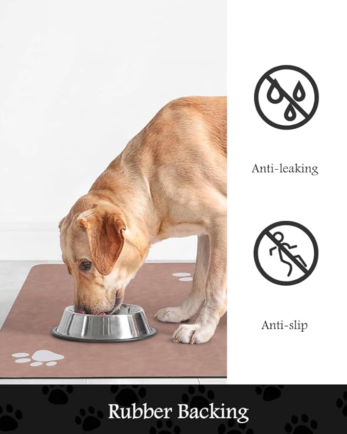 Pet Feeding Mat-Absorbent Dog Mat for Food and Water Bowl-No Stains Quick Dry Water Dispenser Mat-Dog Accessories Pet Supplies-Bowl for Messy Drinkers(Dusty Pink,23"x34"