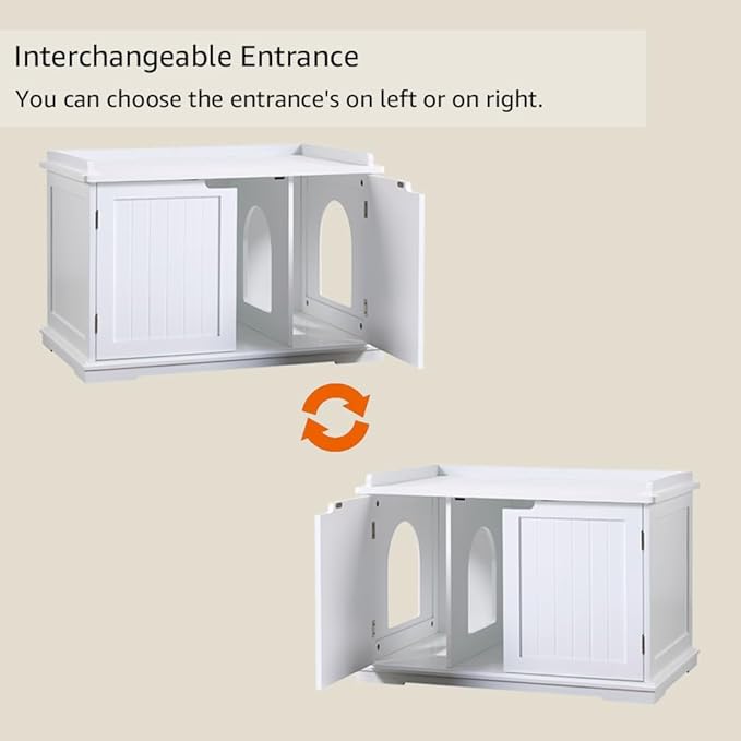 unipaws Cat Litter Box Enclosure Furniture, Cat Washroom, Hidden Litter Box Cover, Cabinet for Large Cat, Dog Proof Cat Litter Boxes, Hideaway Litter Box, Cat House, White