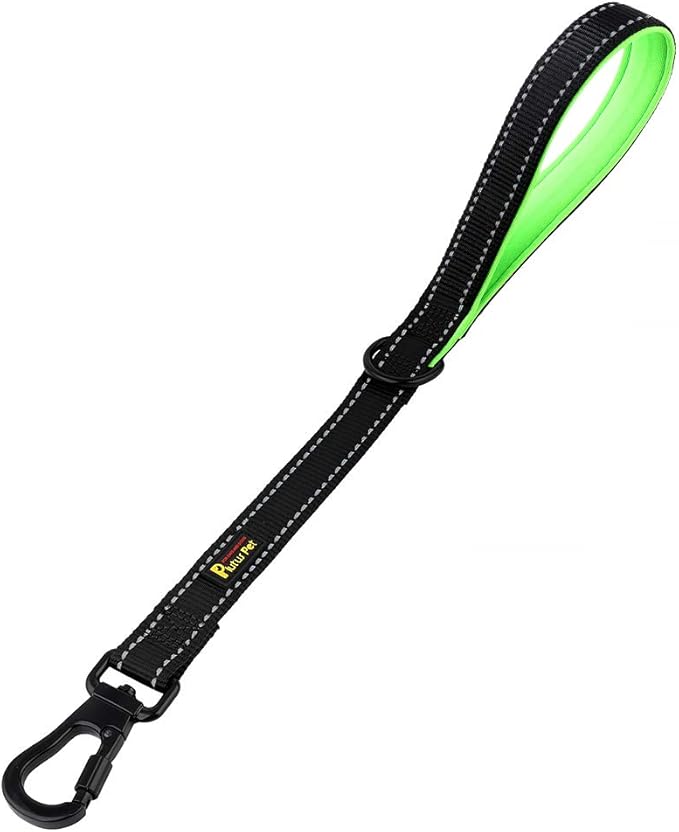 PLUTUS PET Short Training Dog Leash with Padded Handle for Medium Large Big Dogs,18 Inch Heavy Duty Strong Traffic Leash with Carabiner Clip for Climbing Walking or Guiding Blind(18”,Black