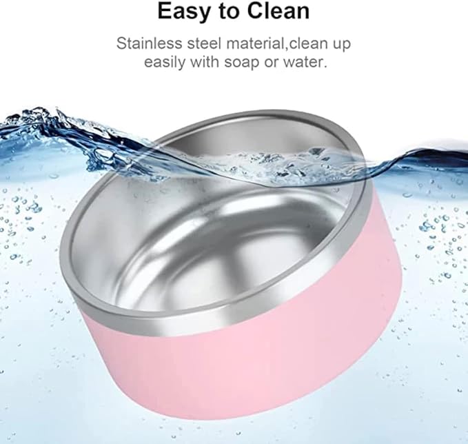 Dog Bowl - Vacuum Insulated Keeps Water Cool, Non-Slip Base, Easy Clean Interior, Durable Stainless Steel, Multiple Colors, Ideal for Travel, 32 Oz - Pet Bowl (Yellow)