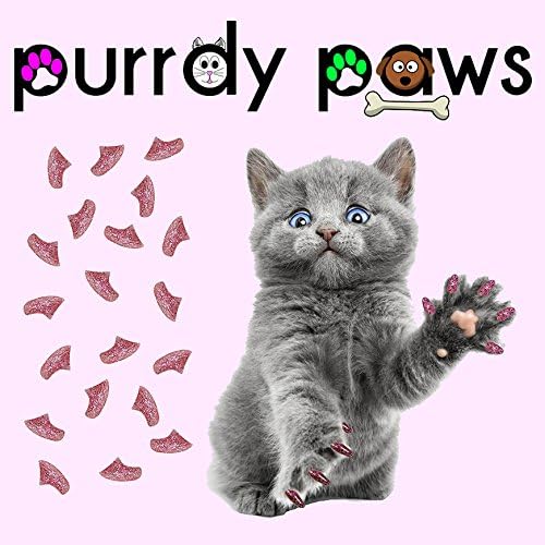40 Pack Soft Nail Caps for Cat Claws Pink Glitter Medium