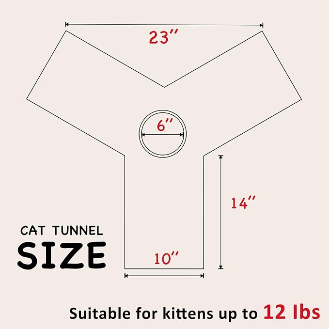 Tempcore Pet Cat Tunnel Tube Cat Toys 3 Way Collapsible, Tunnels for Indoor Cats,Kitty Bored Peek Hole Toy Ball Cat, Puppy, Kitty, Kitten, Rabbit