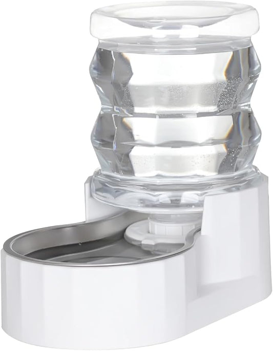 Sfozstra Automatic Gravity Dispenser for Cats: 4L White Stainless Steel Water Bowl Feeder - Great for Family Homes and Outdoor Activities
