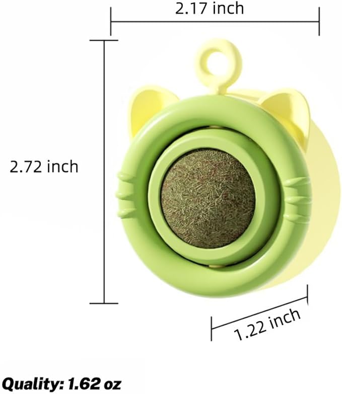 SLLOS Catnip Toy Balls 3 Pcs,Happy Planet 360°Rotating,Cat Energy Ball,Edible Kitten Silvervine Toys for Cats Lick, Healthy Kitty Teeth,Catnip Wall Balls for Cats, Cat Wall Treats,(Yellow-Green)
