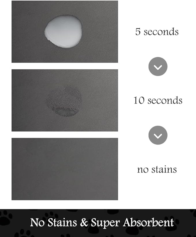 Pet Feeding Mat-Absorbent Dog Mat for Food and Water Bowl-No Stains Quick Dry Water Dispenser Mat-Dog Accessories Pet Supplies-Bowl for Messy Drinkers(Darkgrey,17"x34"