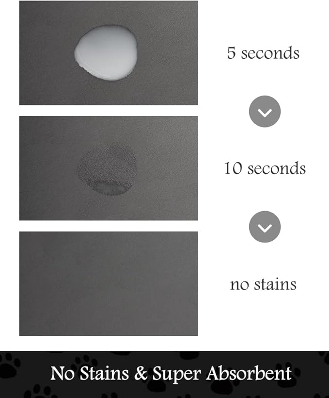 Pet Feeding Mat-Absorbent Dog Mat for Food and Water Bowl-No Stains Quick Dry Dispenser Mat-Dog Accessories Pet Supplies-Bowl for Messy Drinkers(Darkgrey,16"x24"